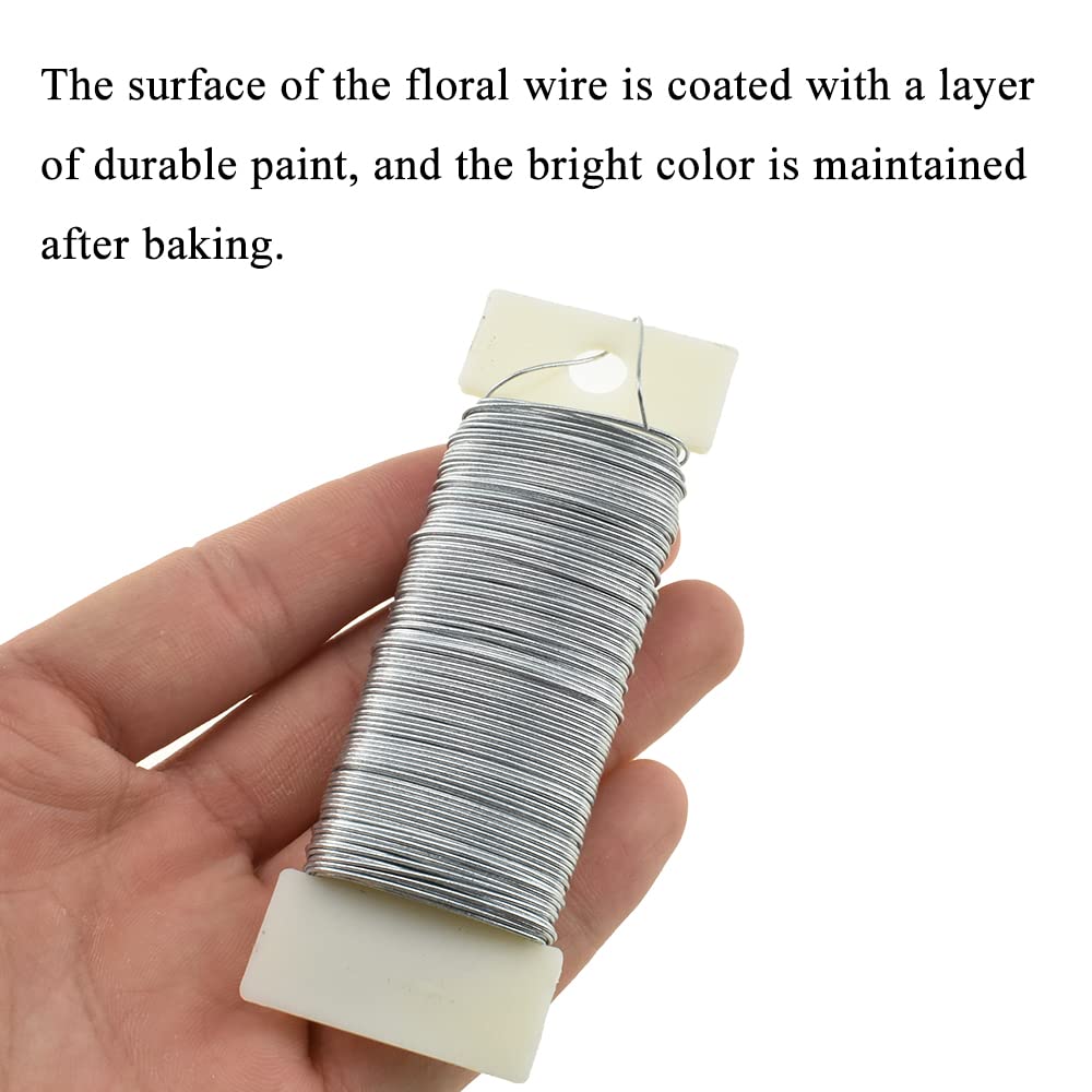 HAHIYO 22Gauge Silver Flexible Floral Wire - 1 Roll, 38 Yards (115 Feet) for Crafts, Christmas Wreaths, Tree & Flower Arrangements, Wedding DIY