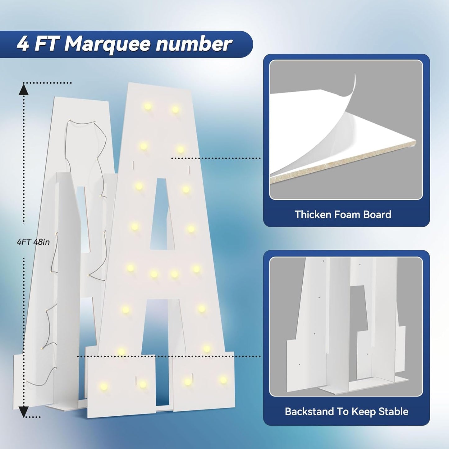 4FT Marquee Light Up Letters - Large Marquee Letters 4 Feet Tall for Birthday Party Decorations, Big Letter for Wedding Event Marry Me Baby Shower Bridal Shower, Letter J