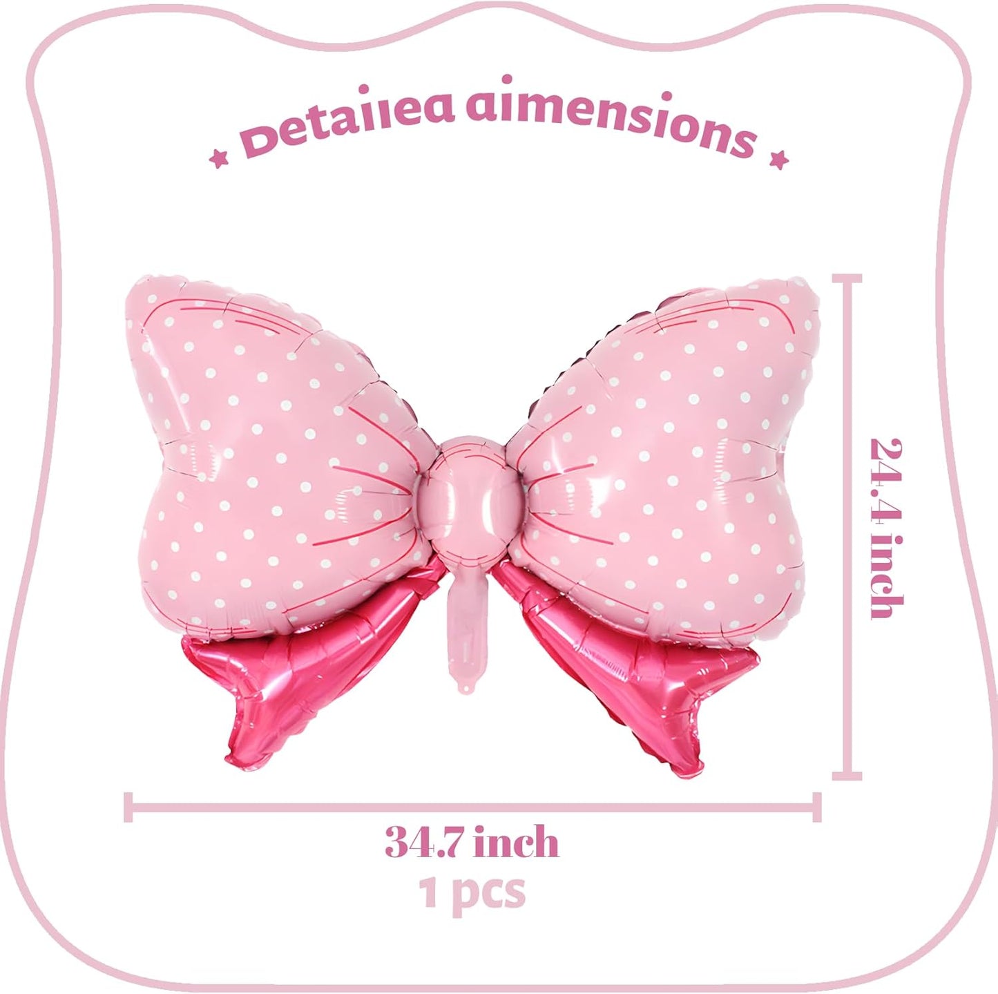 36 Inches Bow Foil Balloon Huge Bowtie Pink Balloon for Baby Shower, Wedding, Kids Theme Party Decoration (Pink 8)