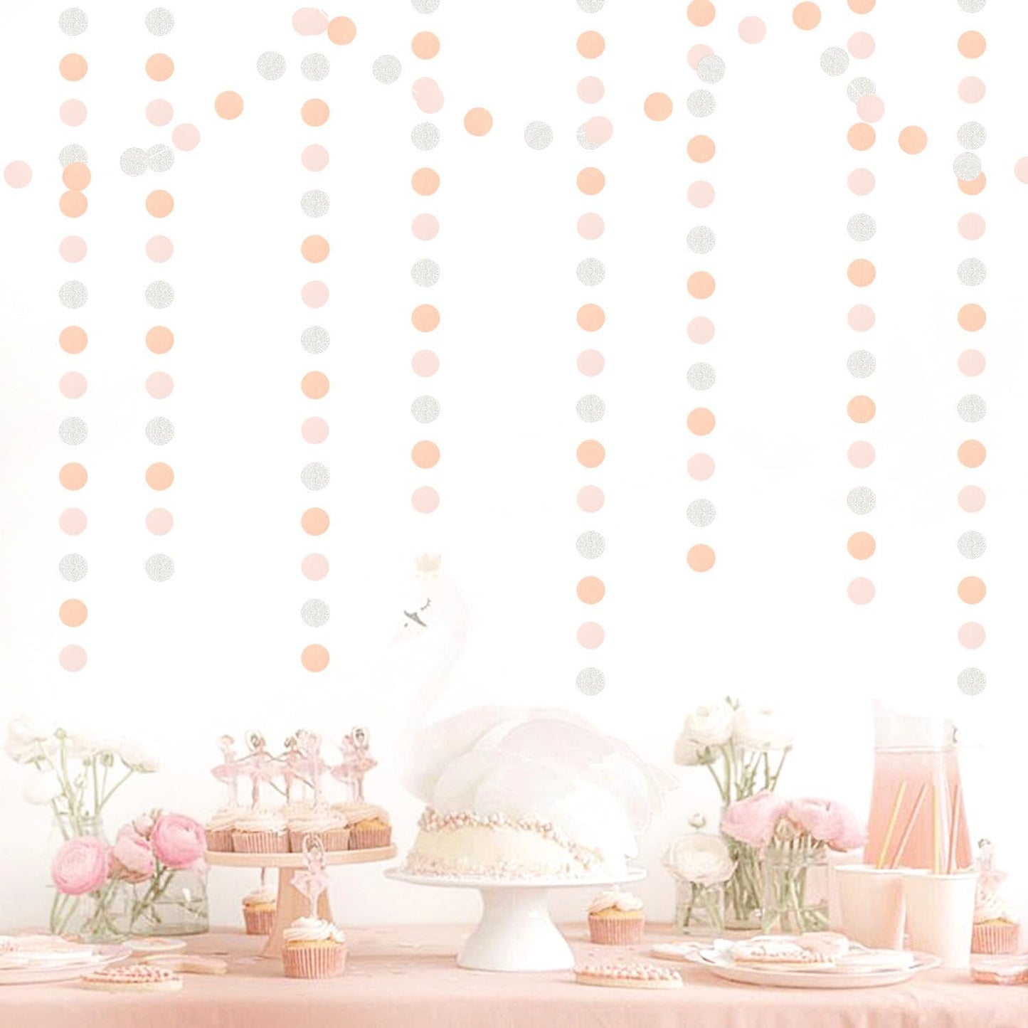 Pink-Silver Peach Birthday Party-Decorations Streamers - 52FT Hanging Paper Garland Banner,Baby Bridal Shower Engagement Anniversary Bachelorette Wedding Graduation Backdrop Decor Hugtmr