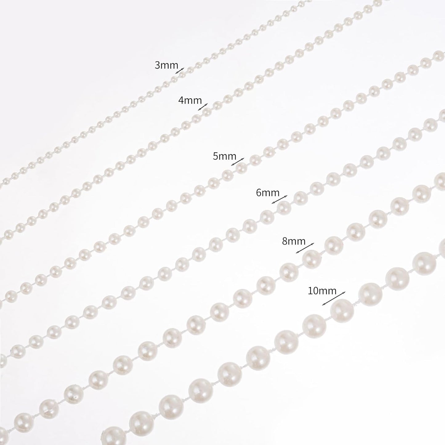 6mm Crafts Faux Pearl Beads Garland Pearl Bead Roll Strand of Pearls to Decorate Floral Centerpieces Wedding Party Favor Christmas Tree(82Feet Silver)