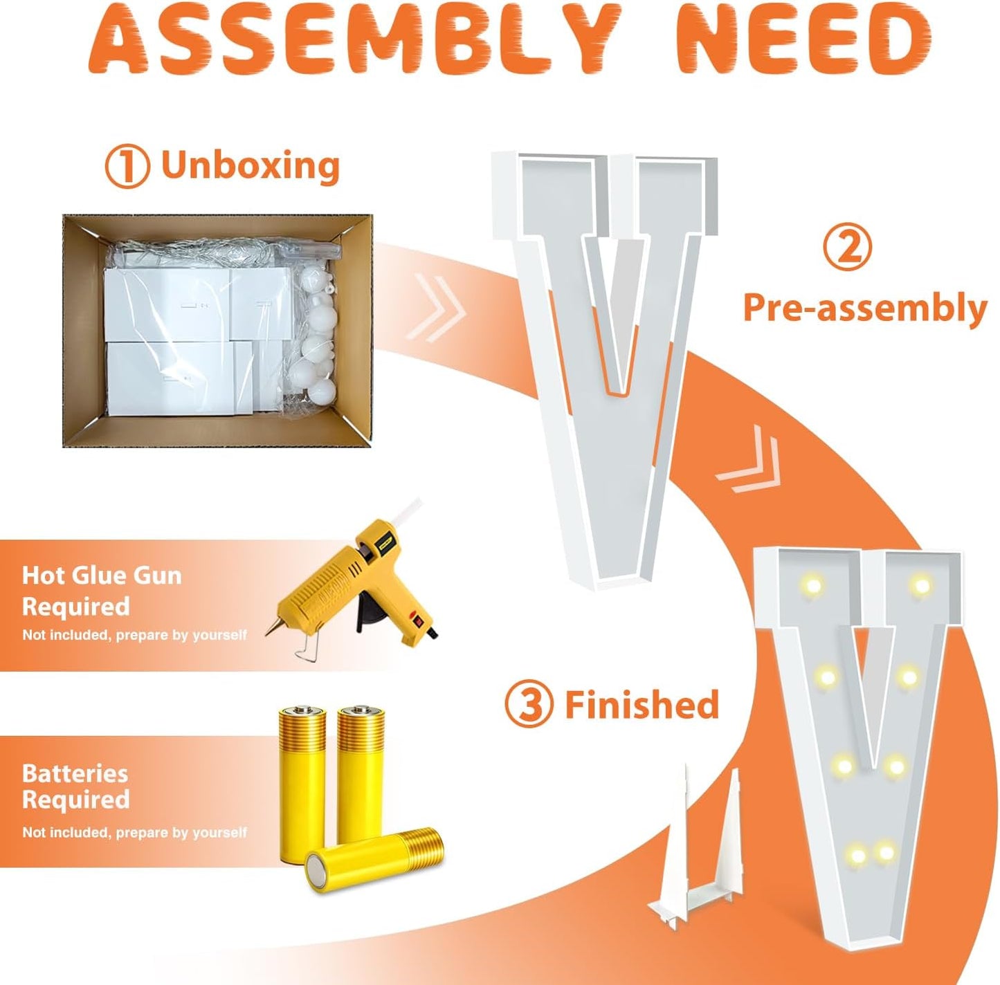 3FT Marquee Letters, Mosaic Large Letters V for Birthday Party, Light Up Letter for Wedding Backdrop Decoration Anniversary Baby Shower Day Decor, Pre-Cut Big Foam Board Frame Kit