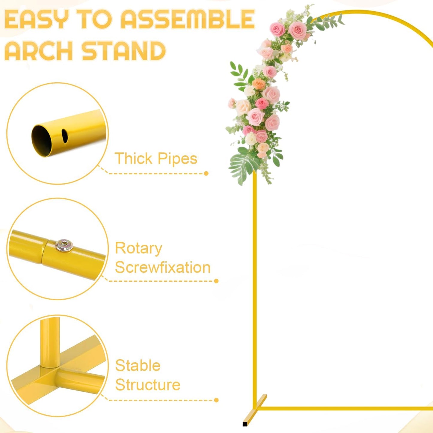 FUHSY Metal Arch Backdrop Stand and Cover Set Party Arch Stand 7.2FT Arches Backdrop Cover Wedding Arched Frame with Brown Arch Covers for Baby Shower Birthday Banquet Ceremony Indoor Outdoor Decor