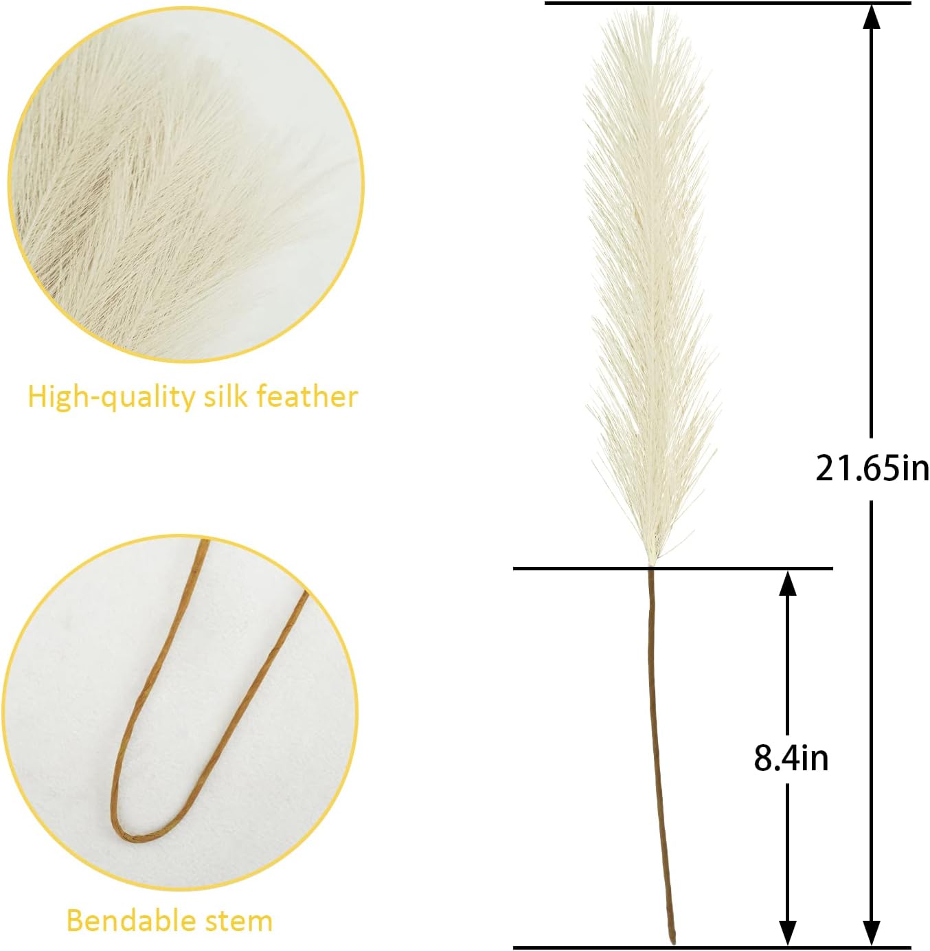 50PCS Faux Pampas Grass, 21.6" Short Artificial Pompous Grass Floral Fake Pompas Grass Branches Vase Filler Flower Arrangement for Home Wedding Boho Decor, Beige