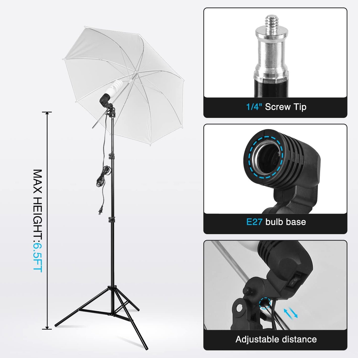 Yesker Photography Lighting Kit 8.5x10ft backdrop Support Equipment System Umbrella 5500k Light Bulb Softbox Continuous Lighting for Photo Shoot Studio Portrait Product and Video Recording Photography