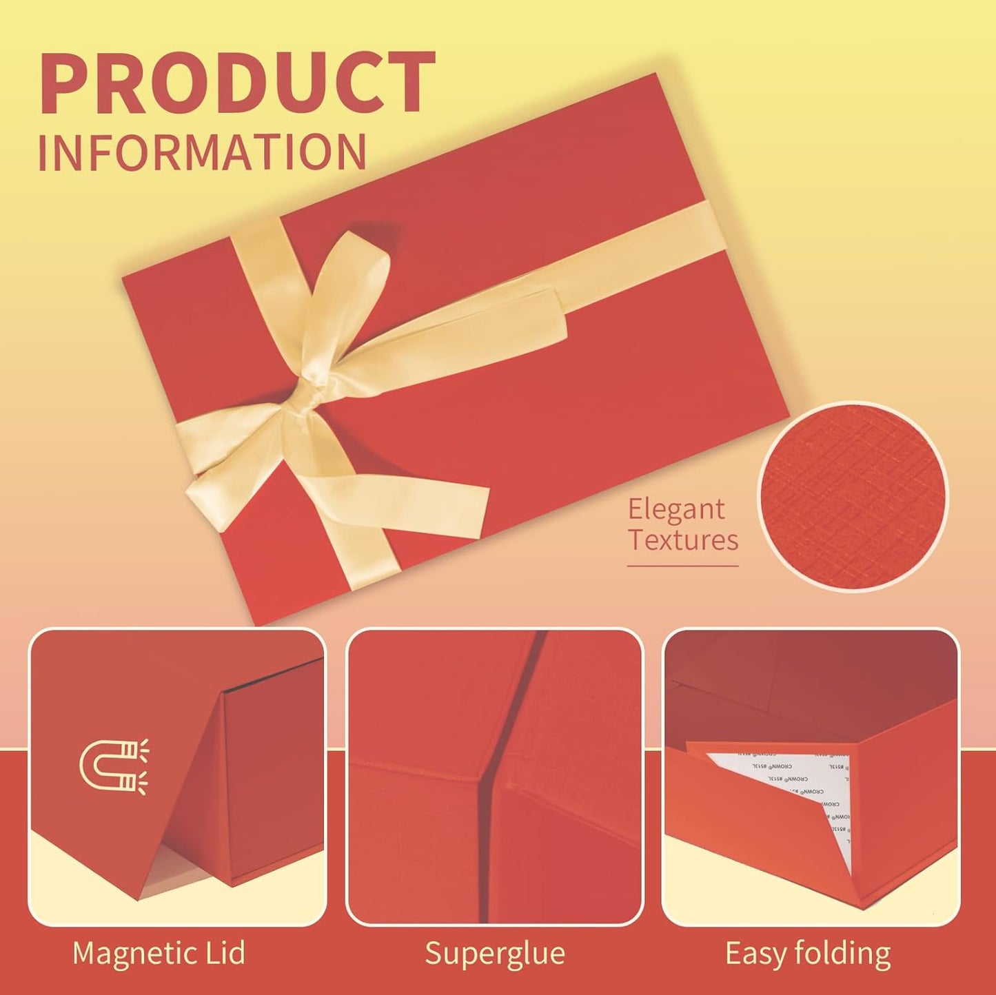 Rinrda Large Red Gift Box,13.75"x9"x4.5", Gift Boxes with Magnetic Lids for Presents Closure Gift Packing for Birthday,Christmas, Halloween,Wedding,Bridal Gifts,Mother's Day Gift Packging