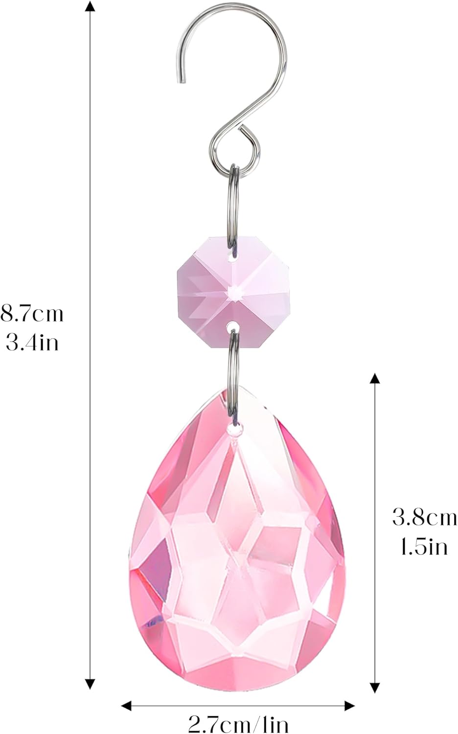 H&D HYALINE & DORA 3Inch Crystal Suncatcher Bauhinia Prisms Pendants 10Pcs Chandelier Crystals Replacement Hanging Sun Catcher Beads for DIY Arts Crafts Decor (Pink)