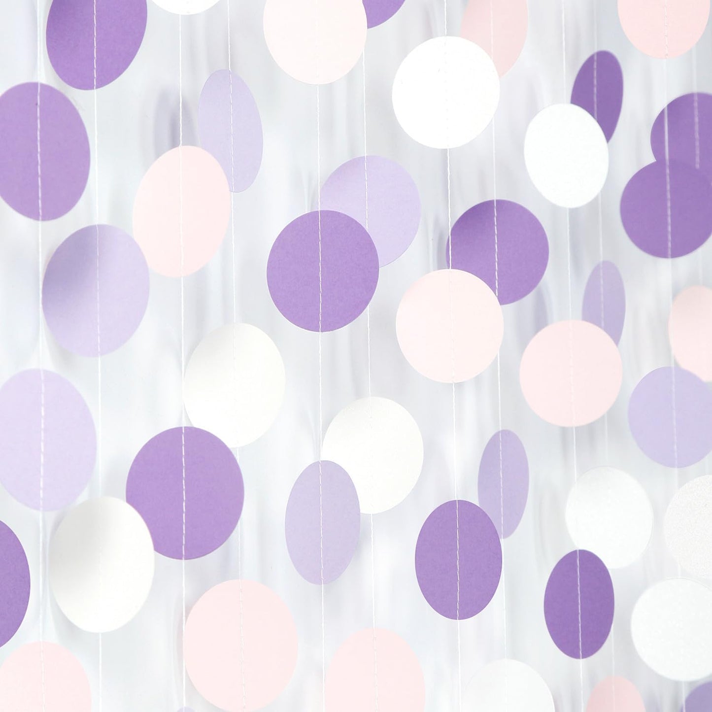 Purple-Pink White Party-Decorations Paper Garland - 52ft Lavender Birthday Streamers Banner, Lilac Baby Bridal Shower Wedding Bachelorette Hanging Supplies Decor Hugfond