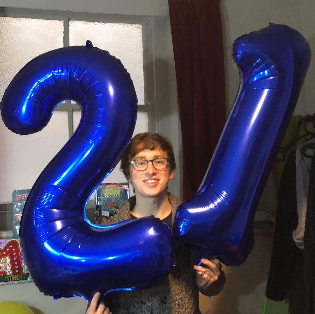 Big 40 Inch Night Blue 2 Number Balloon Birthday Decoration, Night Blue Number 2 Helium Balloons 12 20 22 23 24 26 28 32 42 Celebration, Boy Girl Baby Anniversary Party Graduations Supplies