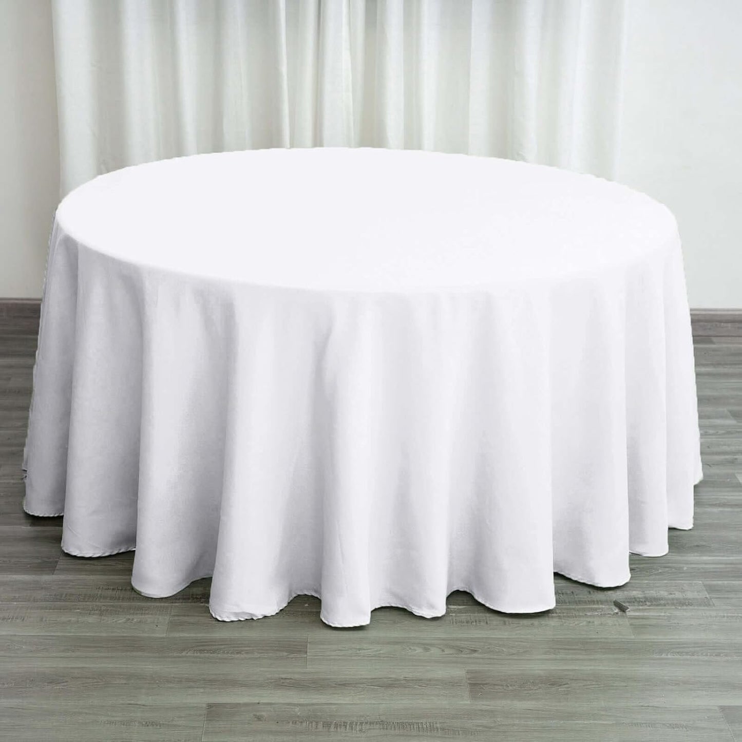 Efavormart Round Tablecloth, 120 Inch Stain & Wrinkle Resistant Washable Table Cloth, Decorative Polyester Fabric Table Cover for Banquet, Wedding, Dining - White