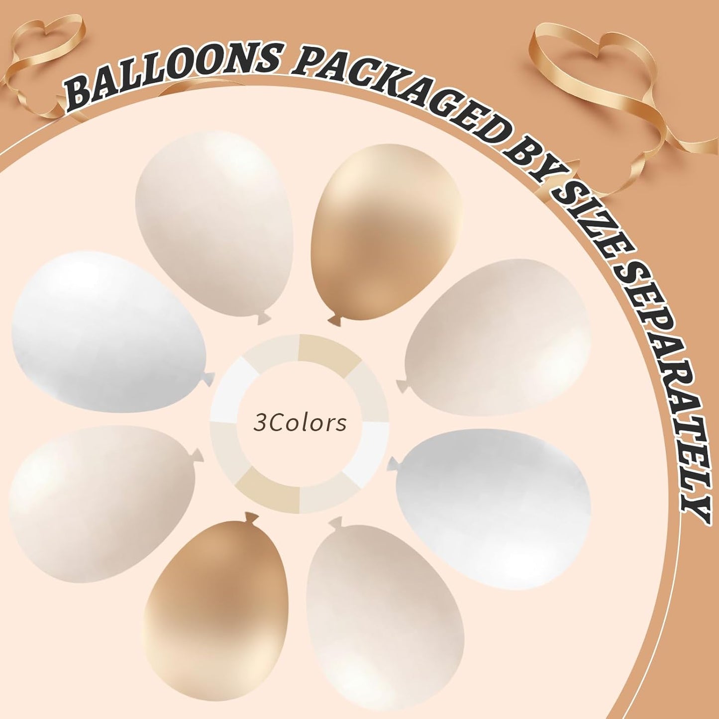 412Pcs White Sand Champagne Gold Balloon Arch Kit, Metallic Champagne Gold Neutral Balloons Garland for Boho Wedding Baby Shower Bridal Shower Engagement Anniversary Decorations