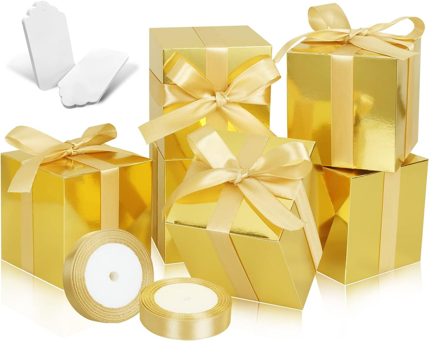 Gold Gift Boxes 5x5x5, 30 Pack Paper Gift Boxes with Lids for Gift, Bridesmaid Proposal Box, Cupcake Boxes, Gift Box for Wedding, Birthday, Groomsmen Proposal, Gifts, Packaging, Present