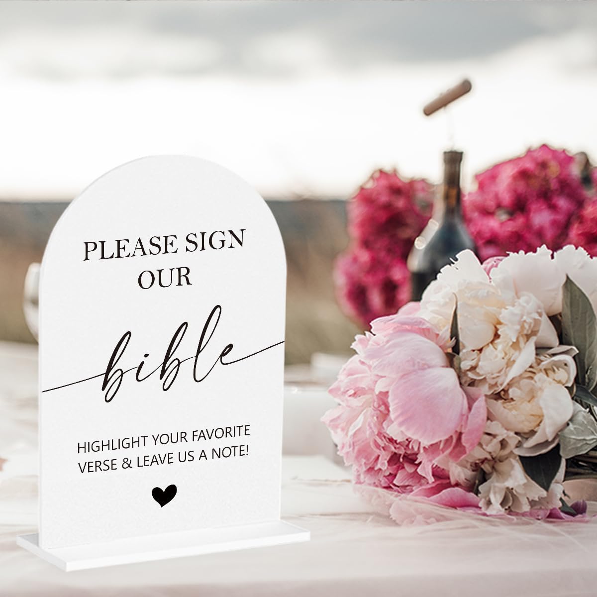 2Pcs Sign Our Bible Wedding Sign Cards and Gifts Signs for Wedding Engagement Party Bridal Shower Baby Shower Table Desk Acrylic Decor
