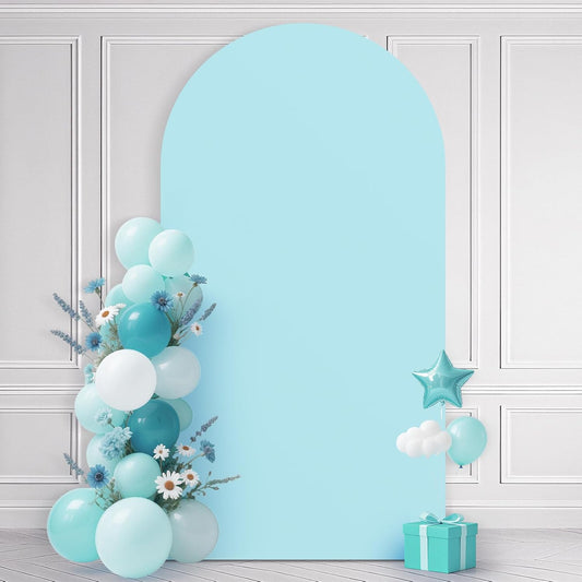 Ledido Wedding Arch Backdrop Cover 6FT Arch Covers Fitted Stretchy Spandex Round Top Stand Backdrop Cover for Wedding Banquet Ceremony Birthday Party Baby Shower Event Decoration,Blue