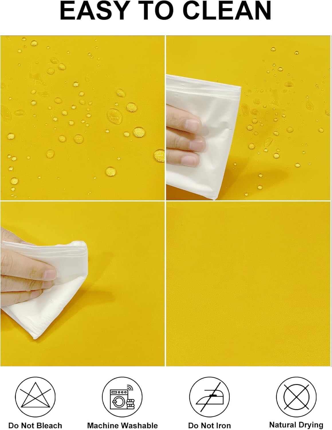 Fokitut 2 Pack Waterproof Square Tablecloth, 90x90 Inch, Stain Resistant and Wrinkle Polyester Table Cloth, Fabric Table Cover for Kitchen Dining, Wedding, Party, Holiday Dinner-Yellow