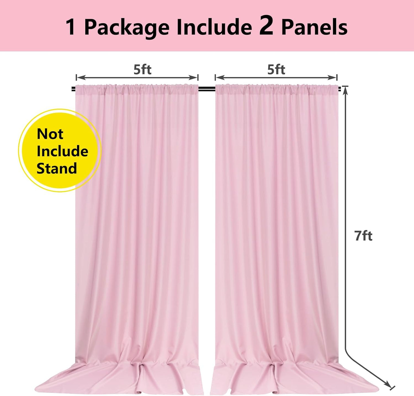 Pink Backdrop Curtain for Parties Rod Pocket Pink Curtains Photography Backdrop Drapes Privacy Fabric Decoration for Birthday Party Wedding Baby Shower Home Decor, 5ft x 7ft, 2 Panels
