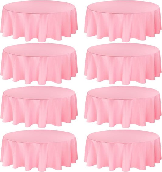 8 Pack Round Tablecloth 70 Inch Pink Round Table Covers Bulk Washable Polyester Fabric Table Clothes for Wedding Party Reception Banquet Buffet Restaurant (Pink, 70 Inch)