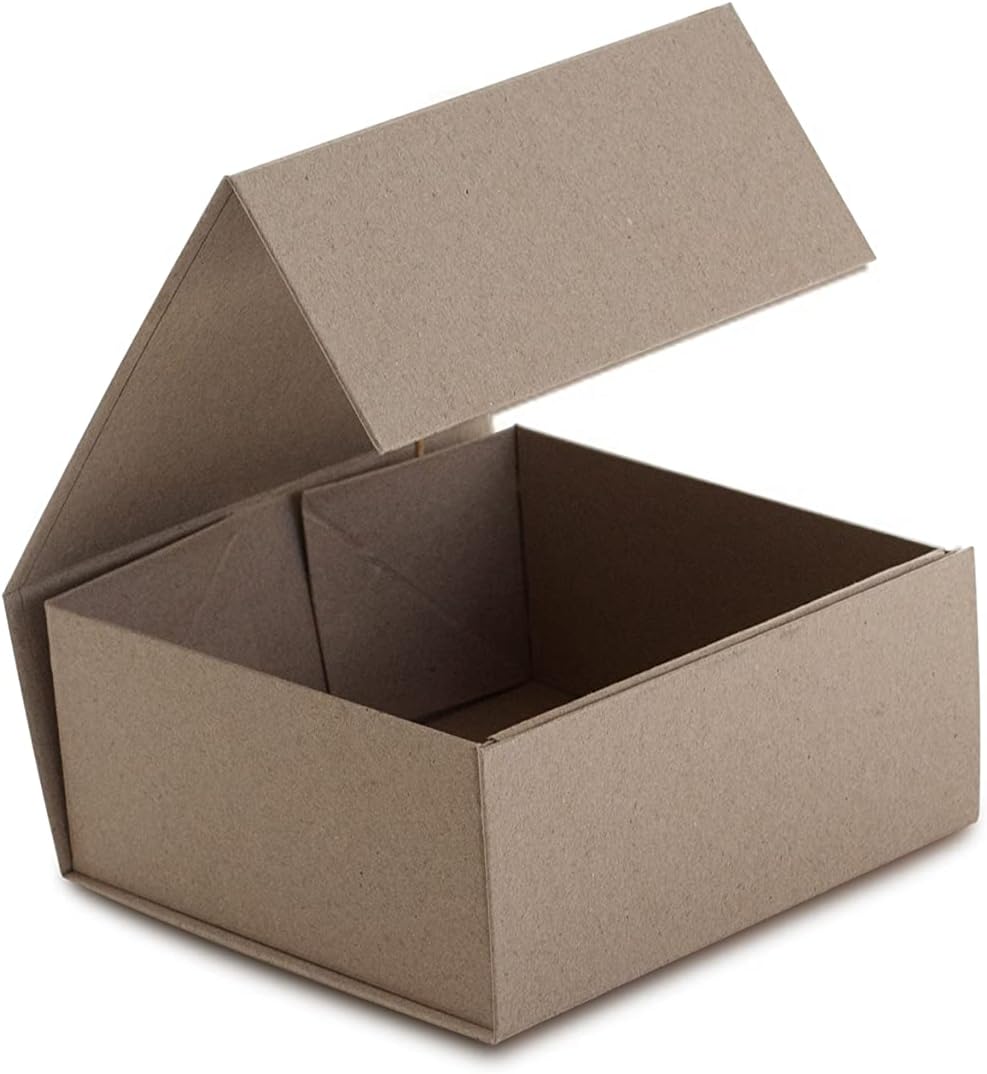 CECOBOX - Gift Boxes with Lids for Presents 6"x6"x2.75" - Matte, Collapsible Magnetic Closure Gift Box - Groomsmen & Bridesmaid Proposal Boxes, Wedding, PR, Birthdays, Holidays (Kraft)
