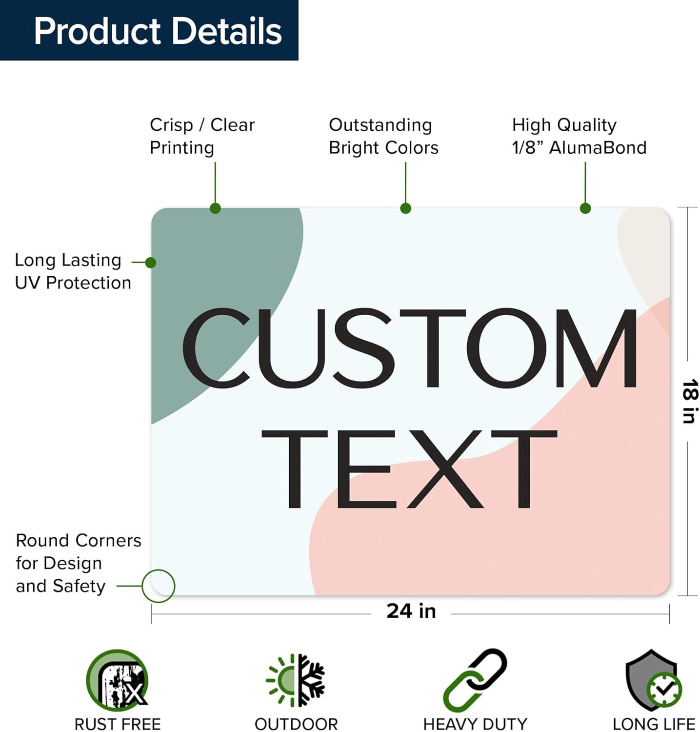 Custom Sign, Custom Street Sign, 11 Font Colors, 13 Font Styles, 4 Hole Options, 22 Sizes, 18x24 Inches, Rust Free DiBound, Fade Resistant, Made in USA by My Sign Center (Minimalist)