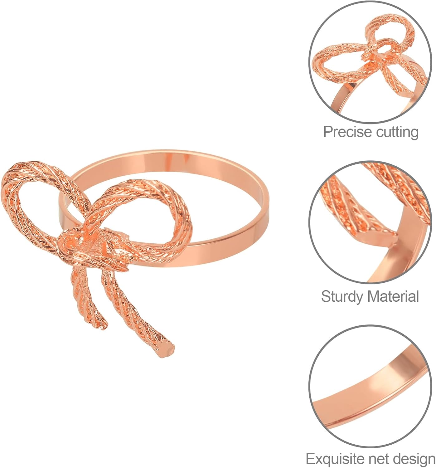 Pack of 12 Napkin Rings Alloy Hollow Out Flower Napkin Holder Dinning Table Napkin Ring for Dinner Parties Wedding Banquet Table Setting Family Gatherings Table Decor（Rose Gold，12）