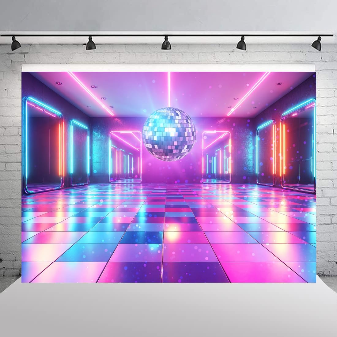 Disco Decorations Backdrop, Retro Glow Party 70s 80s 90s Theme Stage Dance Background Disco Party Decoration, Polyester Banner PartyBackdrop for Birthday Prom Portrait Photo Props 7x5FT