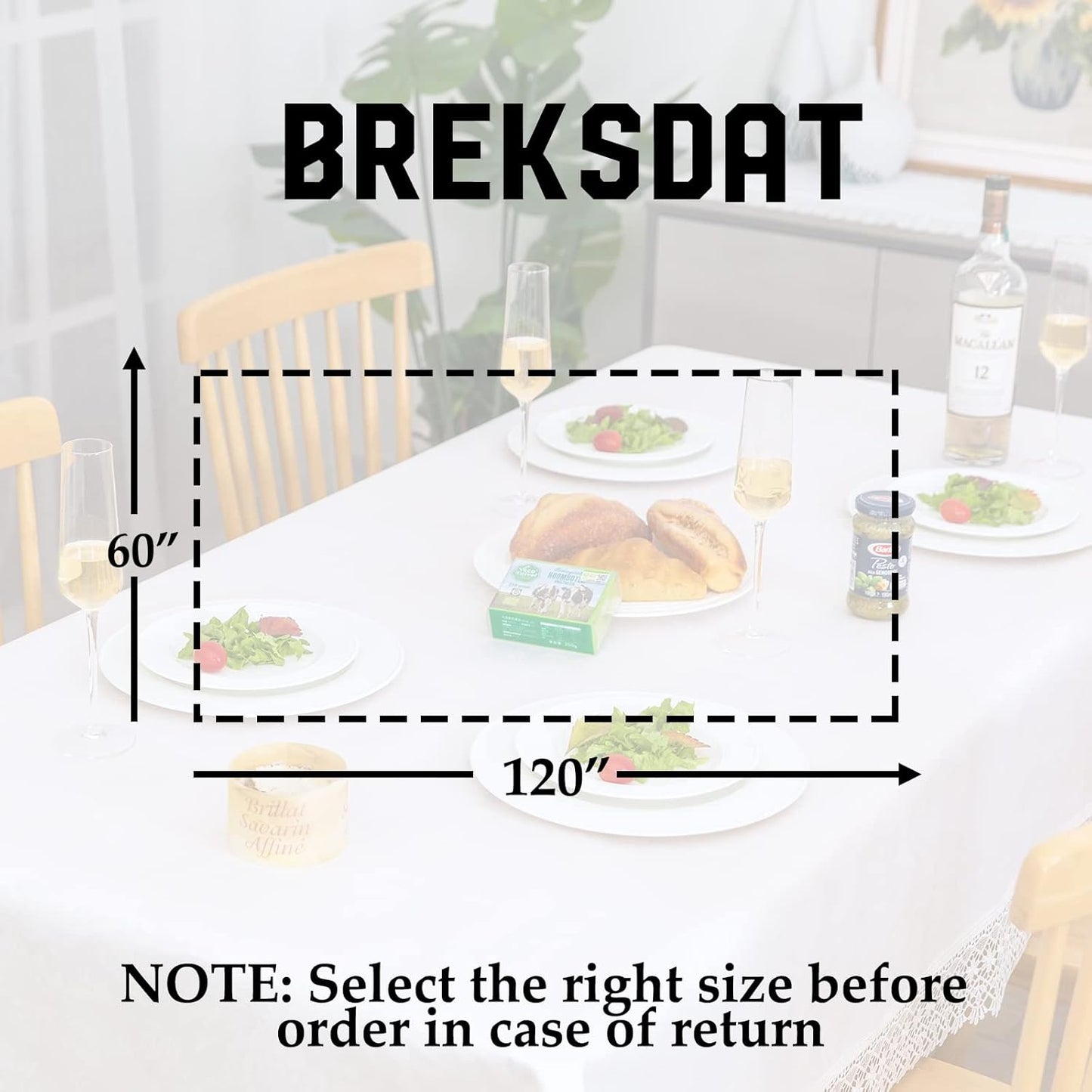 White lace Premium Rectangle Farmhouse Tablecloth Waterproof OilProof SpillProof AntiShrink Soft Wrinkle Resistant Decorative Fabric Table Cover Kitchen Dinning Party Wedding Banquet