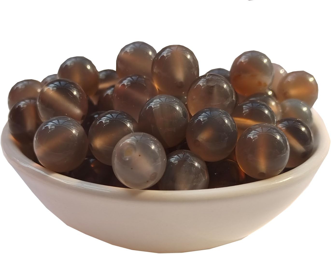 Stone Beads 10mm 60pcs Grey Agate Beads Round Loose Gemstones Beads for Bracelet Necklace Jewelry Making (10mm, 61020 Grey Agate)