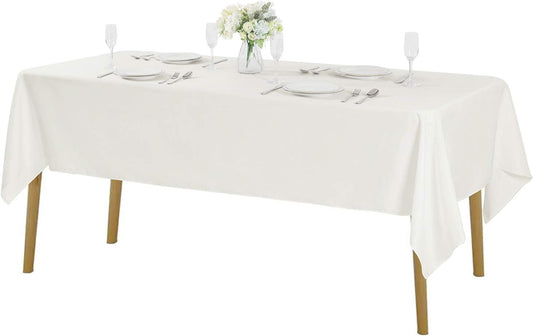 Rectangle Tablecloth 60x120 inch Washable Polyester Fabric Table Cloth for Wedding Party Dining Banquet Decoration（60x120, Ivory）