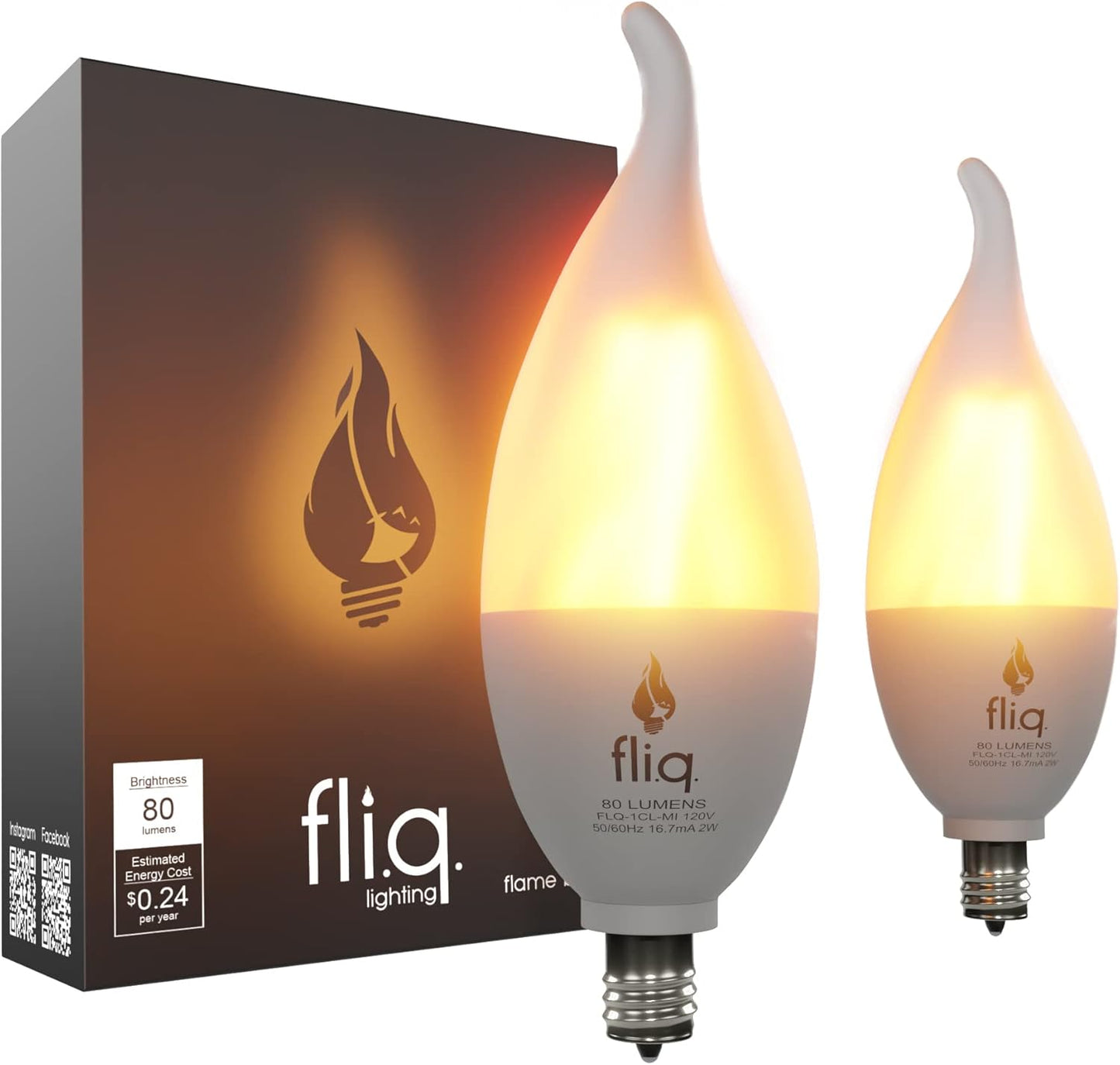 Fliq | LED Flame Light Bulb | 2 Pack | 2W | 4 Modes | Flickering Flame Bulb | 2023 Release | (Mini Frosted E12)