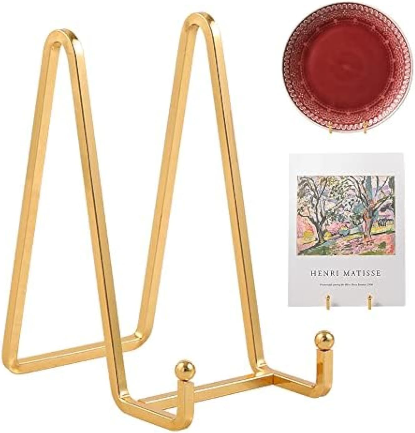 Plate Holder Easel Display Stand - 6 inch Metal Plate Stands for Display - Tabletop Picture Stand - Gold Iron Easels for Display Pictures | Photo Frames | Book | Decorative Plates | Plaque - 4 Pack