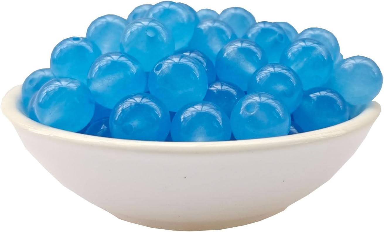 Stone Beads 10mm 60pcs Light Blue Chalcedony Beads Round Loose Gemstones Beads for Bracelet Necklace Jewelry Making (10mm, 61028 Light Blue Chalcedony)