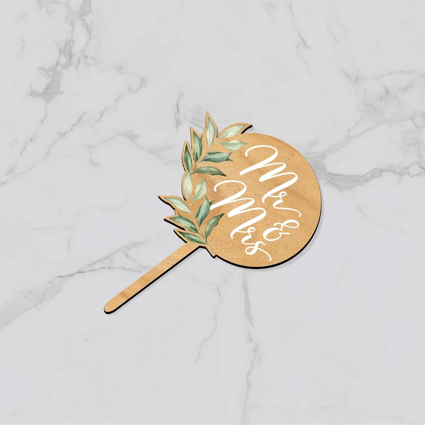 36 PCS Wedding Cupcake Toppers Green Mr & Mrs Wedding Cake Cupcake Decorations in Wood