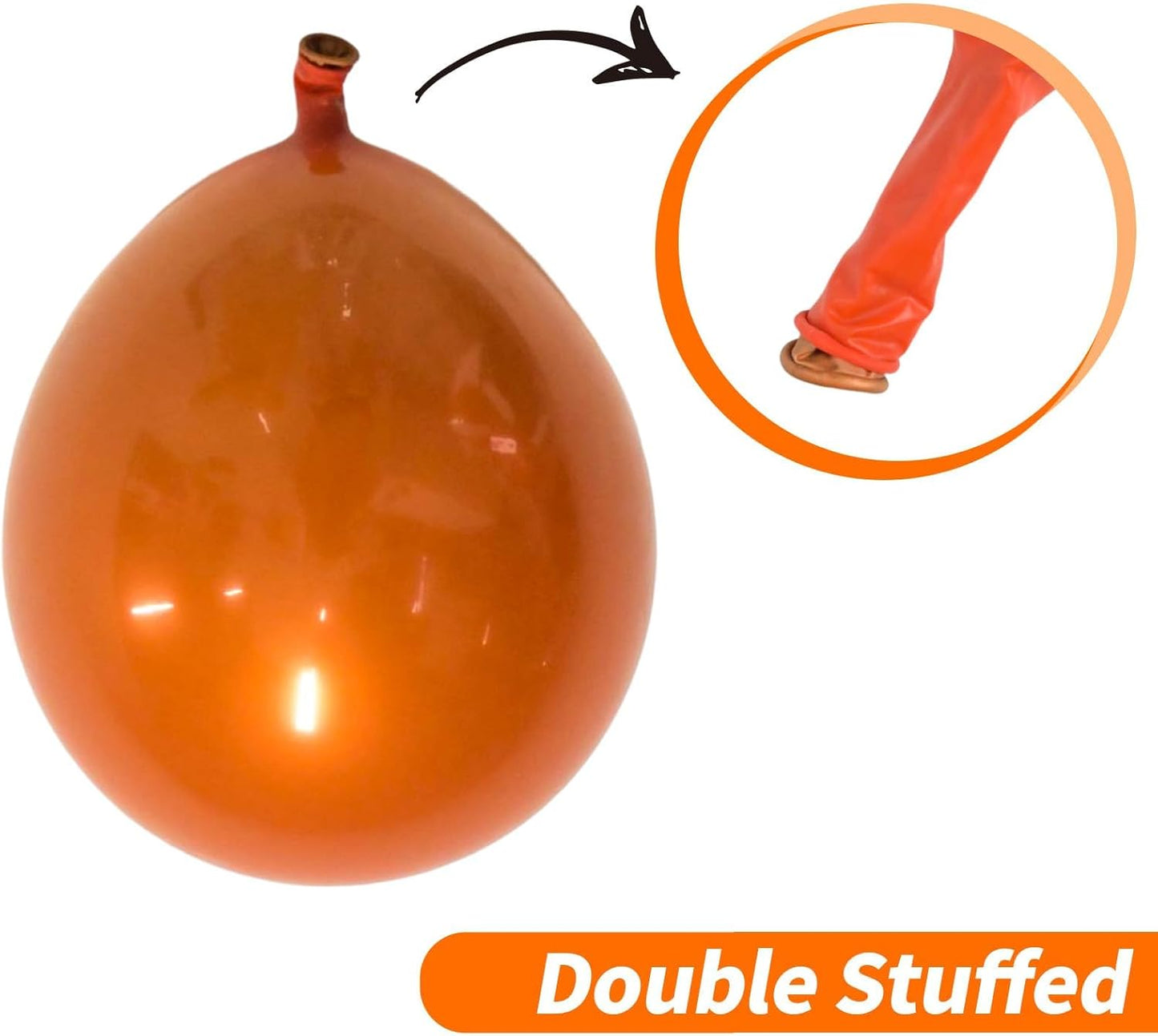 Chrome Orange Balloons, 50 PCS 10 Inch Double Stuffed Metallic Orange Balloons, Shiny Thick Chrome Metallic Balloon Latex Helium Balloon for Birthday Wedding Party Decoration Supplies