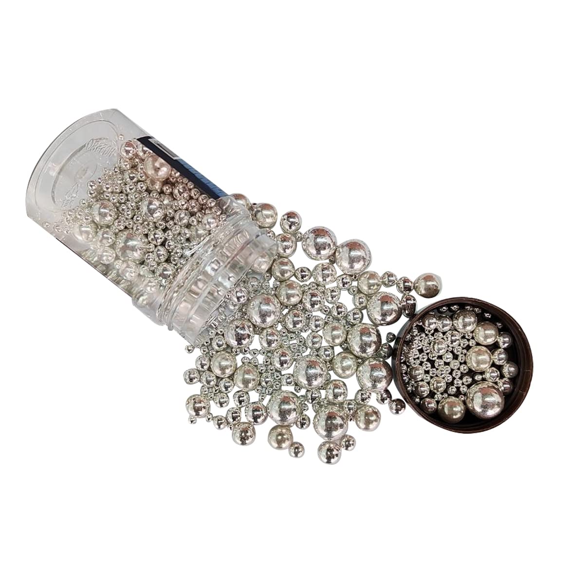 Edible Silver Sugar Pearls Candy Sprinkles 120G/ 4.23Ounce Baking Cake Sprinkles Cupcake and Cake Topper Cookie Decorations Wedding Party Valentines Halloween Christmas Supplies