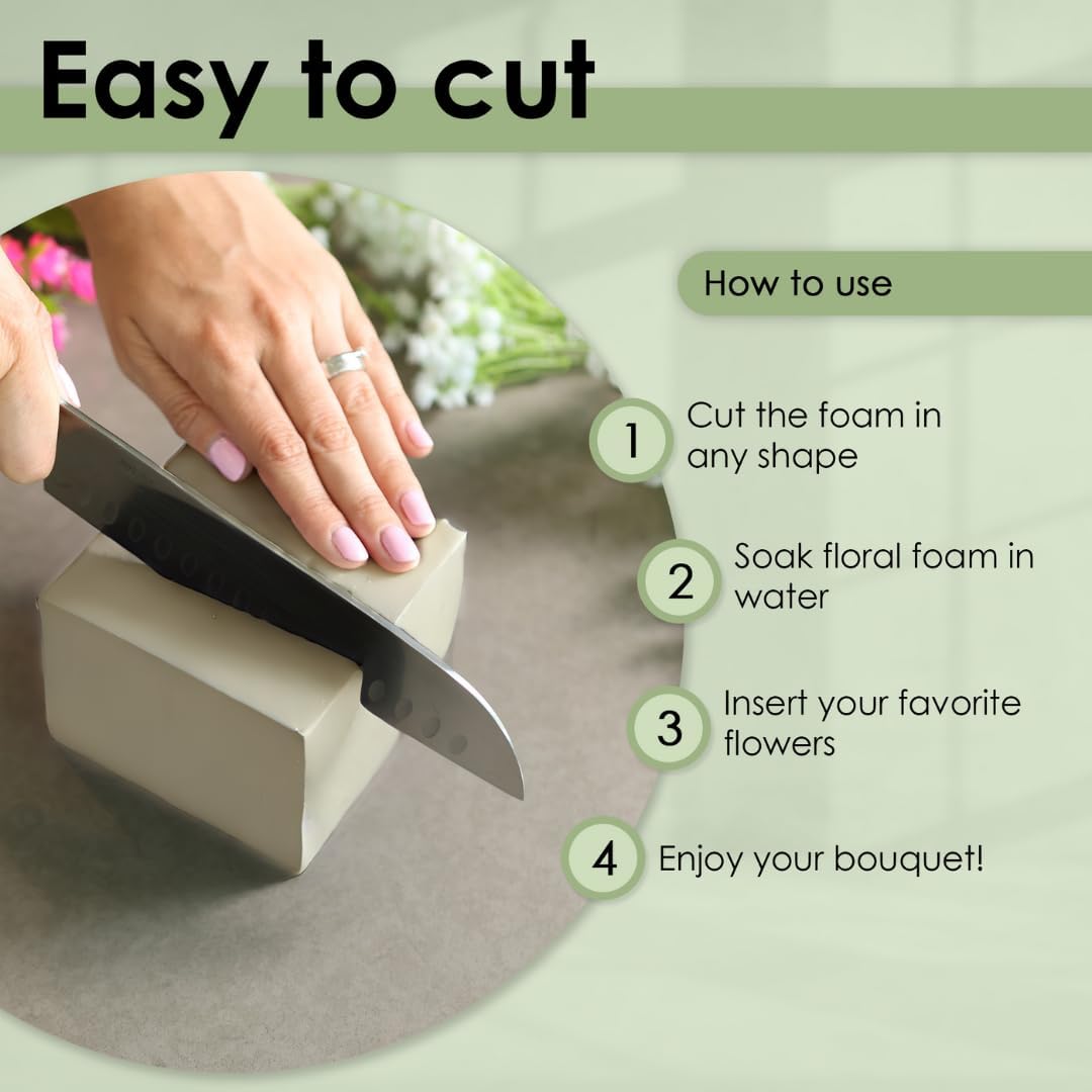 XCEL Floral Foam Block Unlike Any Other - Reusable Floral Blocks Flower Foam for Artificial Flower Arrangements (Cream - 4" x 4" x 3" (8 Pack))