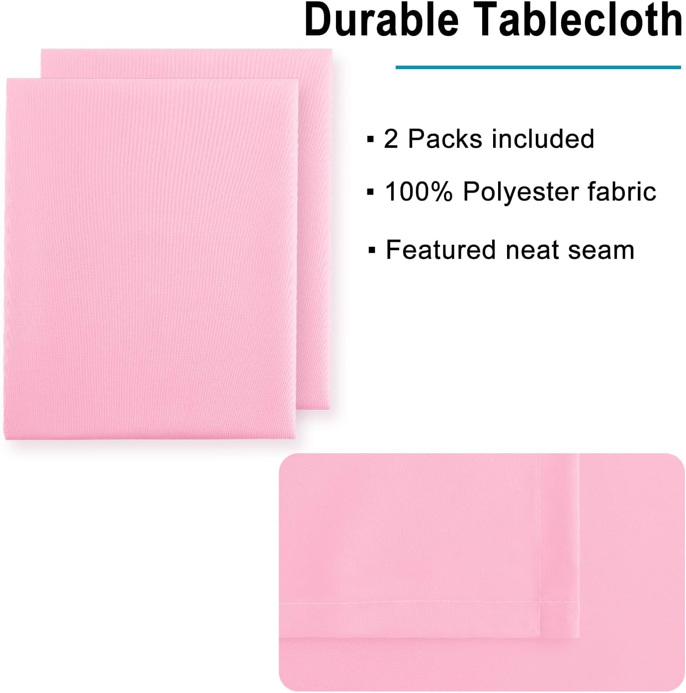 Hiasan 2 Pieces Pink Tablecloth Square - Washable Waterproof Fabric Wrinkle Resistant Table Cloth for Card Tables, Party and Dining, 54 x 54 Inch