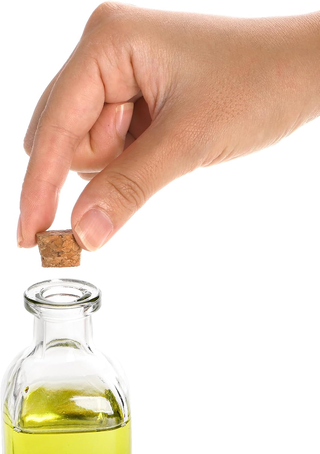 ZOOFOX 20 Pack Glass Bottles with Cork Stoppers, 3.4 oz Small Vintage Style Favor Jars, Clear Empty Cork Bottles for Party Favors, DIY Crafts, Extra Tags and String