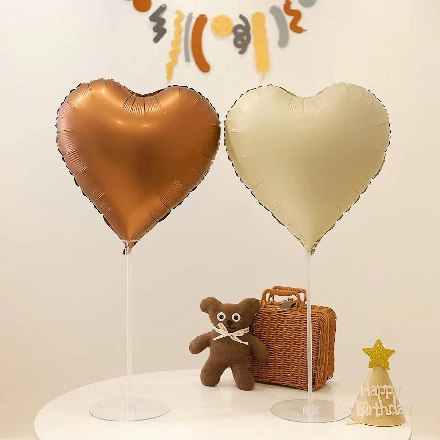 10Pcs Coffee Foil Heart Shaped Balloons 18 Inch Brown for Baby Shower, Wedding, Valentine Decorations - Love Party Decorations