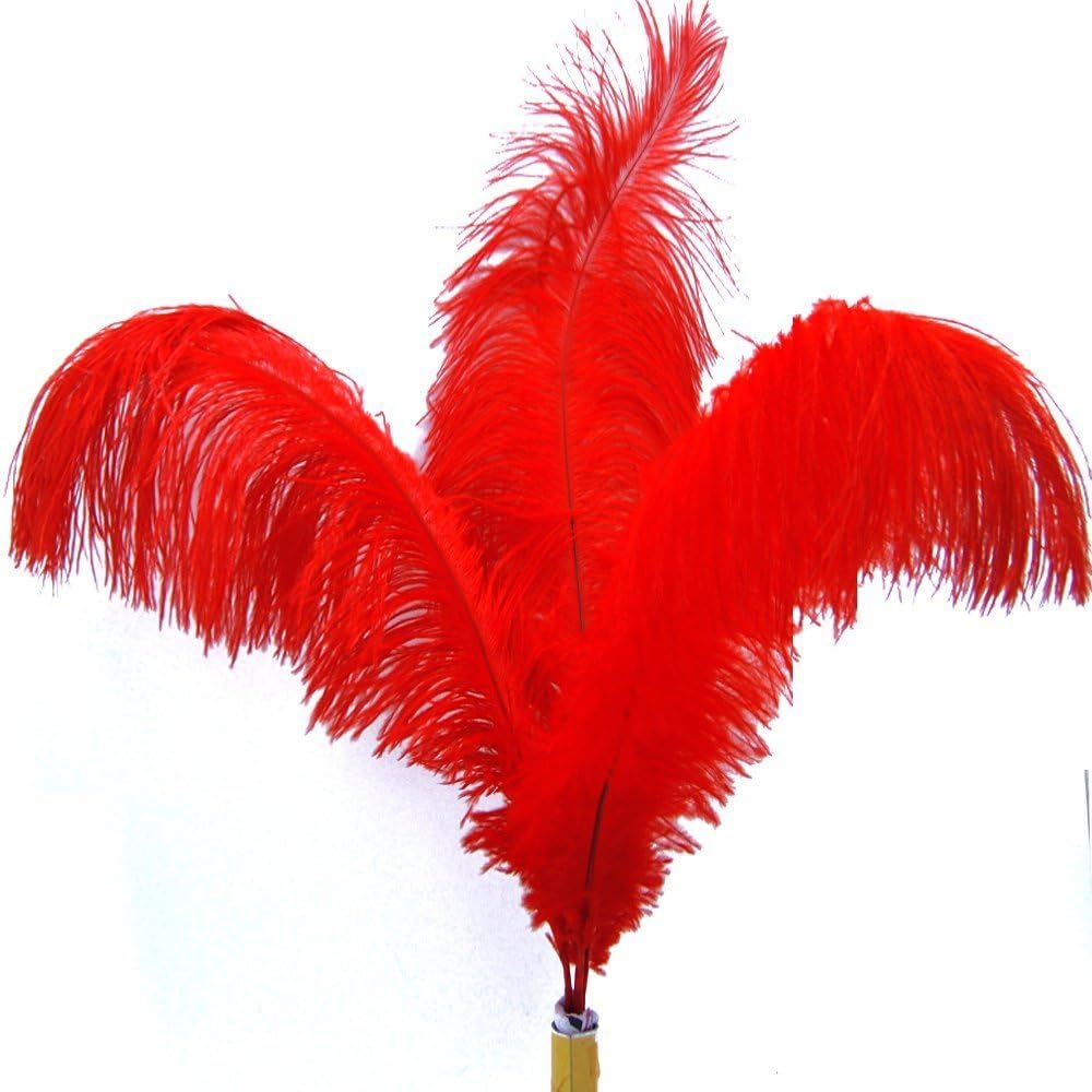 KOLIGHT® 40pcs 12''~14''(30~35cm) Natural Ostrich Feathers for DIY Home Wedding Party Office Decoration (Red)