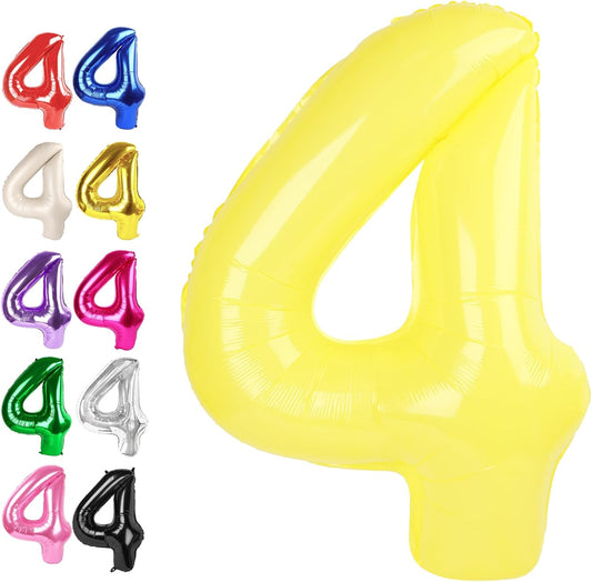 Number Balloon 4 Yellow Macaron