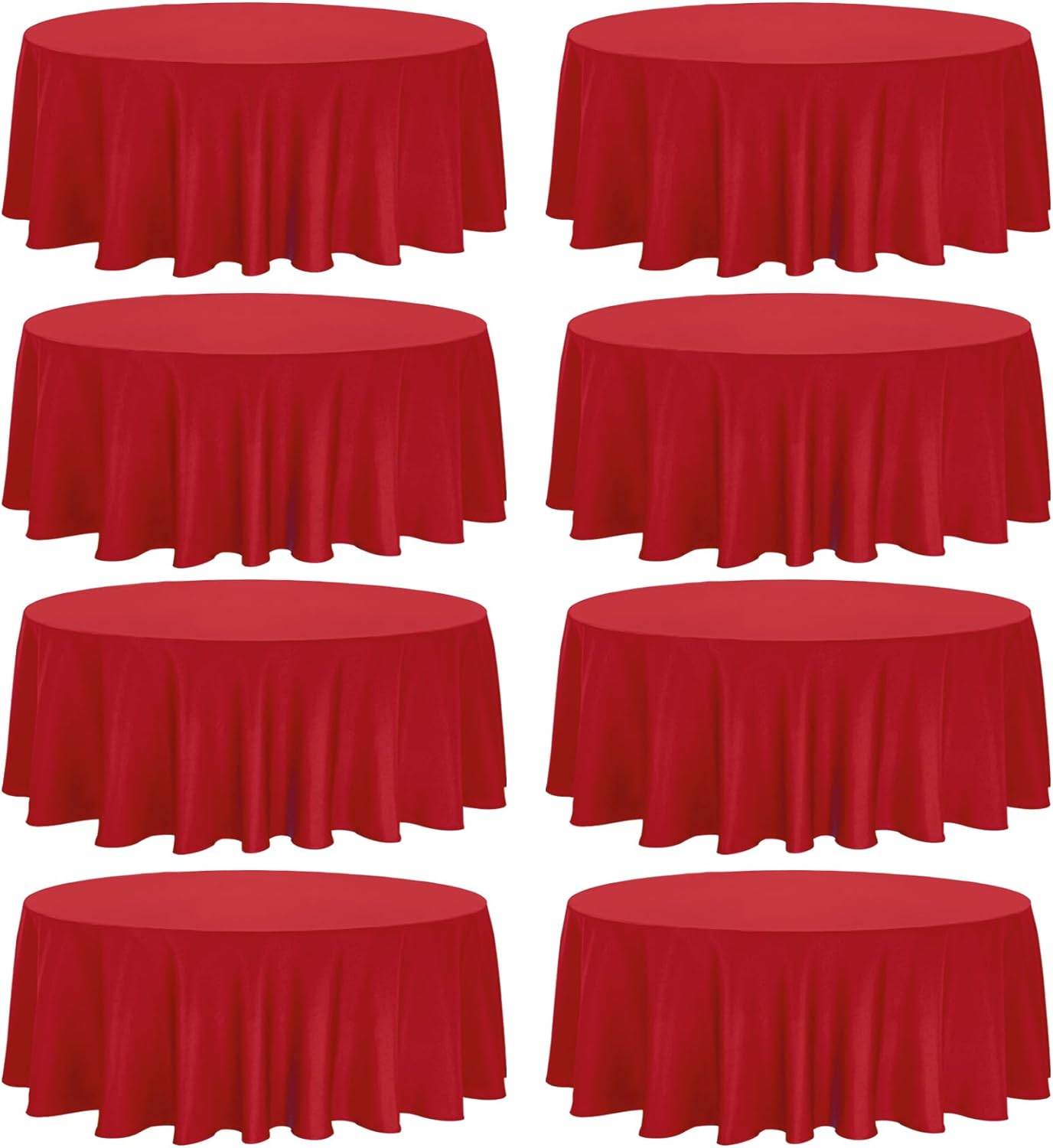 8 Pack Premium Round Tablecloth - 108 Inch Red Table Covers - Bulk Washable Polyester Fabric - Wedding Party Reception Banquet Buffet Restaurant