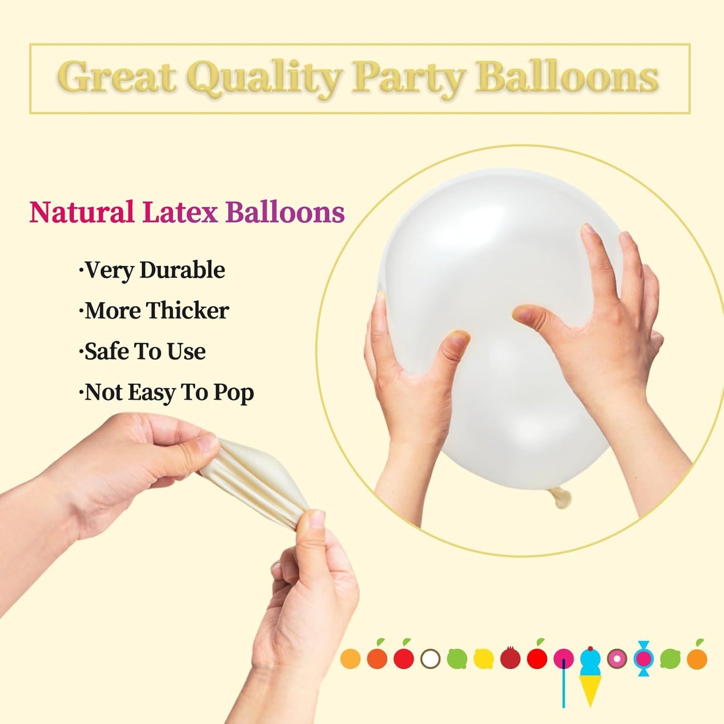 110pcs Pearl White Balloon 12 inch, Pearl white Latex Balloons for Birthday Party Baby Shower Wedding(with 2 Ribbons).