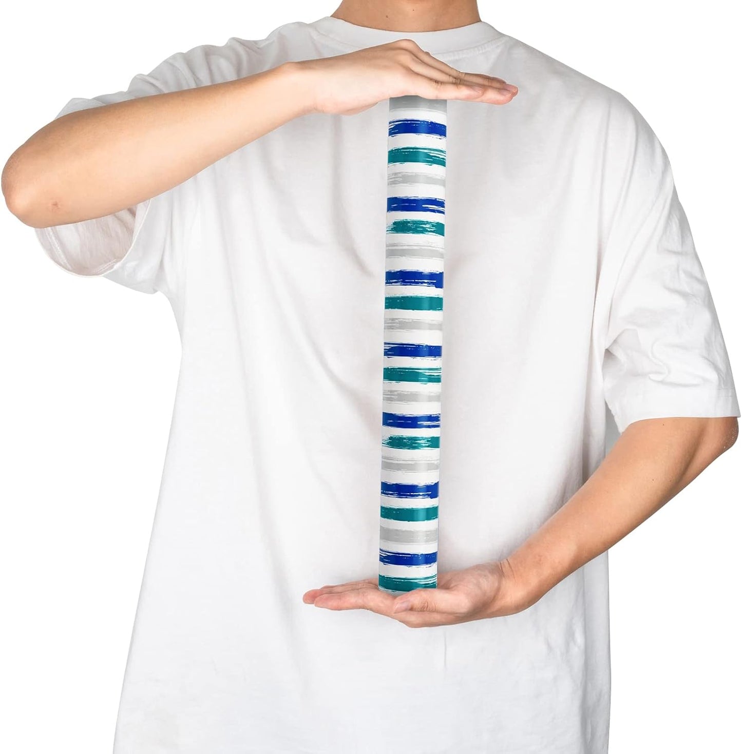 WRAPAHOLIC Reversible Blue Wrapping Paper - Mini Roll - 17 Inch X 33 Feet - Baby Boy Wrapping Paper for Birthday, Holiday, Wedding, Baby Shower