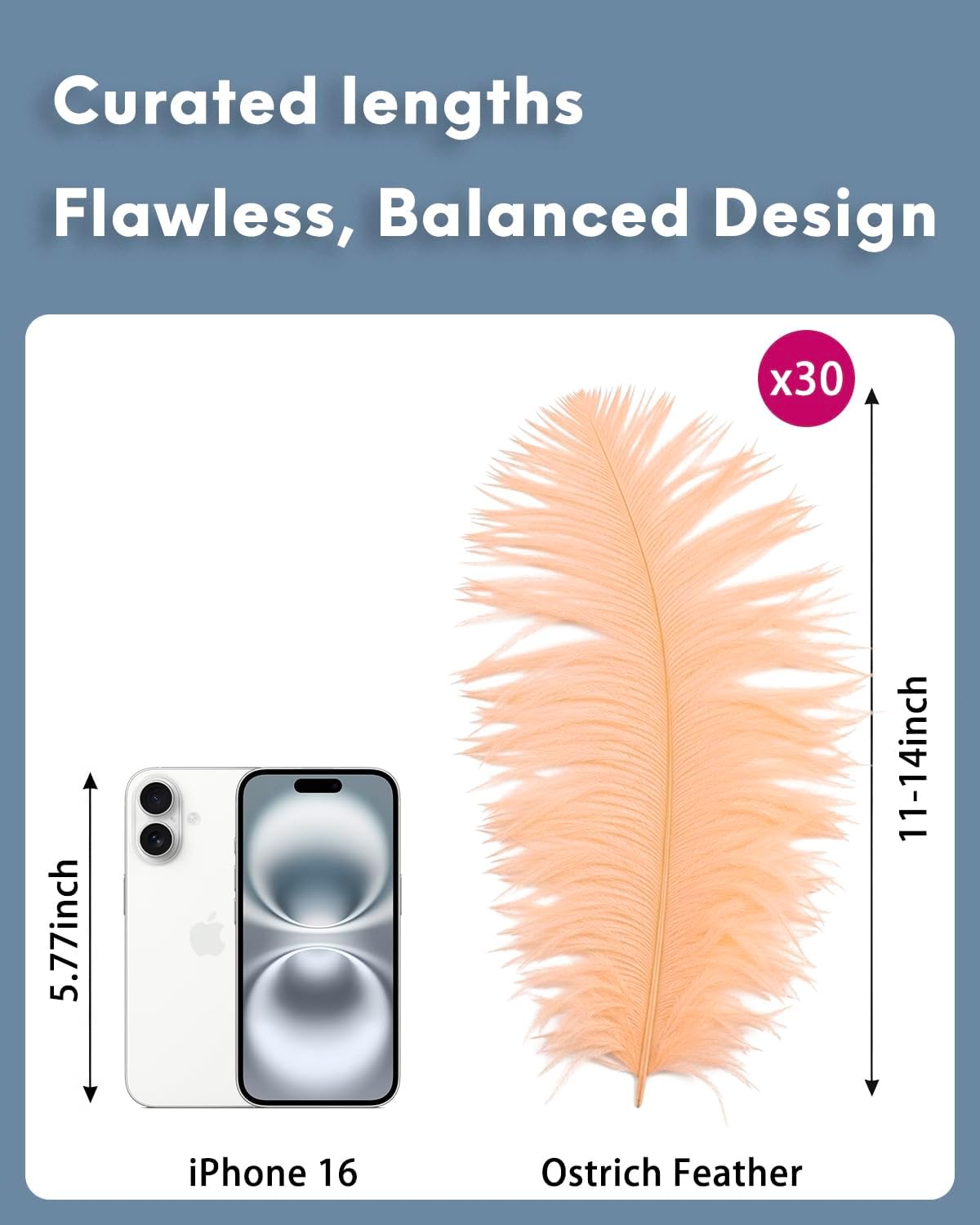 NEWONG 30pcs Champagne Ostrich Feathers Natural Bulk 11-14inch(28-35cm) Vase Craft Wedding Home Party Centerpieces Christmas Day Decoration