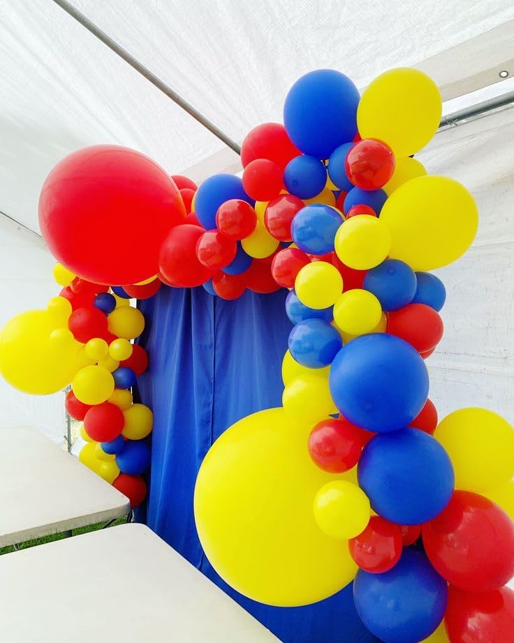 Red Yellow Blue Balloons, 50 Pcs Carnival Circus Party Balloons, 12 Inch Royal Light Blue mattee Red Yellow Confetti Balloons Helium for Kids Baby Shower Birthday Circus Theme Party Decorations