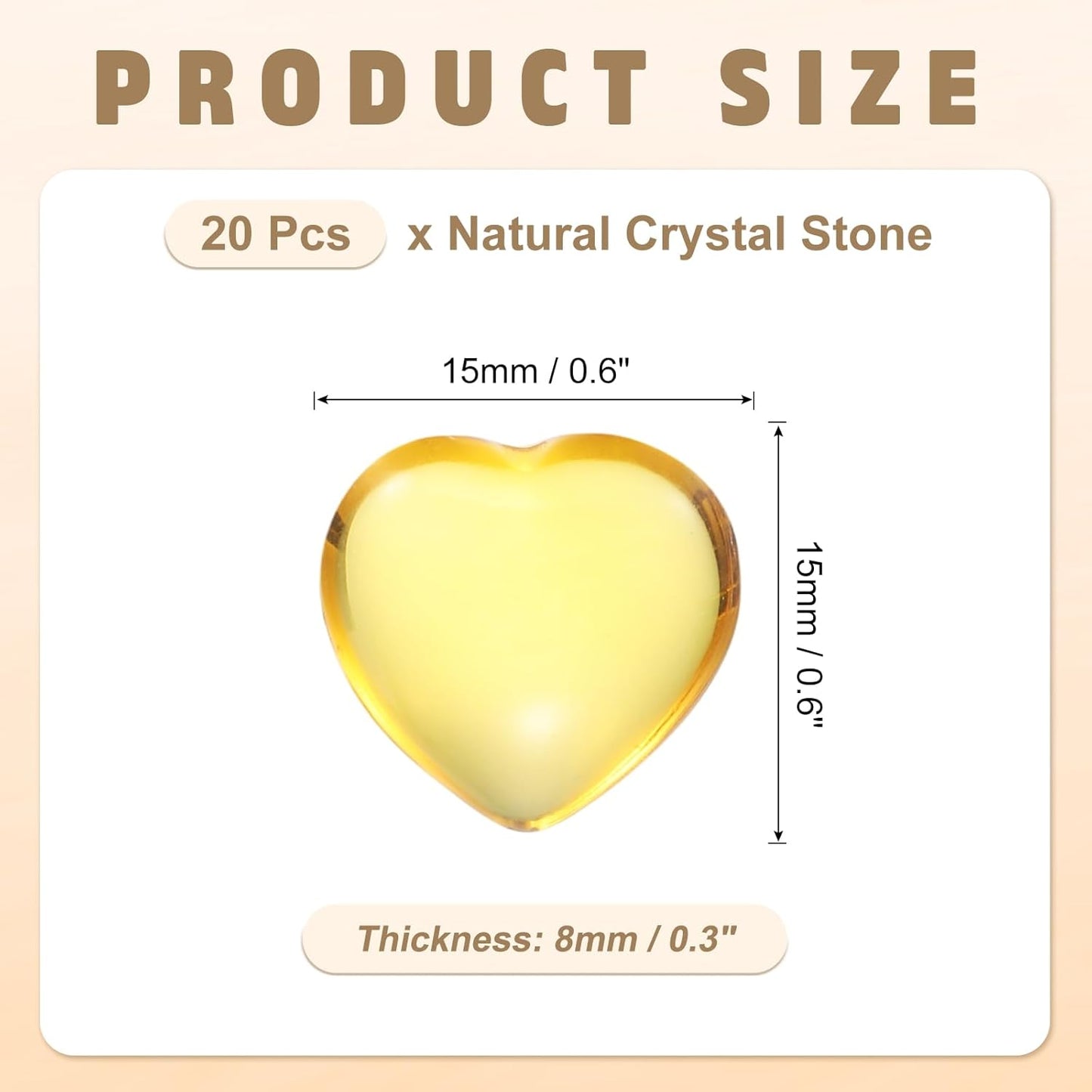 PATIKIL 20 Pcs Natural Heart Shaped Crystal Stone, 0.6 Inch Mini Polished Love Gemstone Crystal, Pocket Rock Engraved Worry Stones for Women Gifts Meditation, Clear Yellow