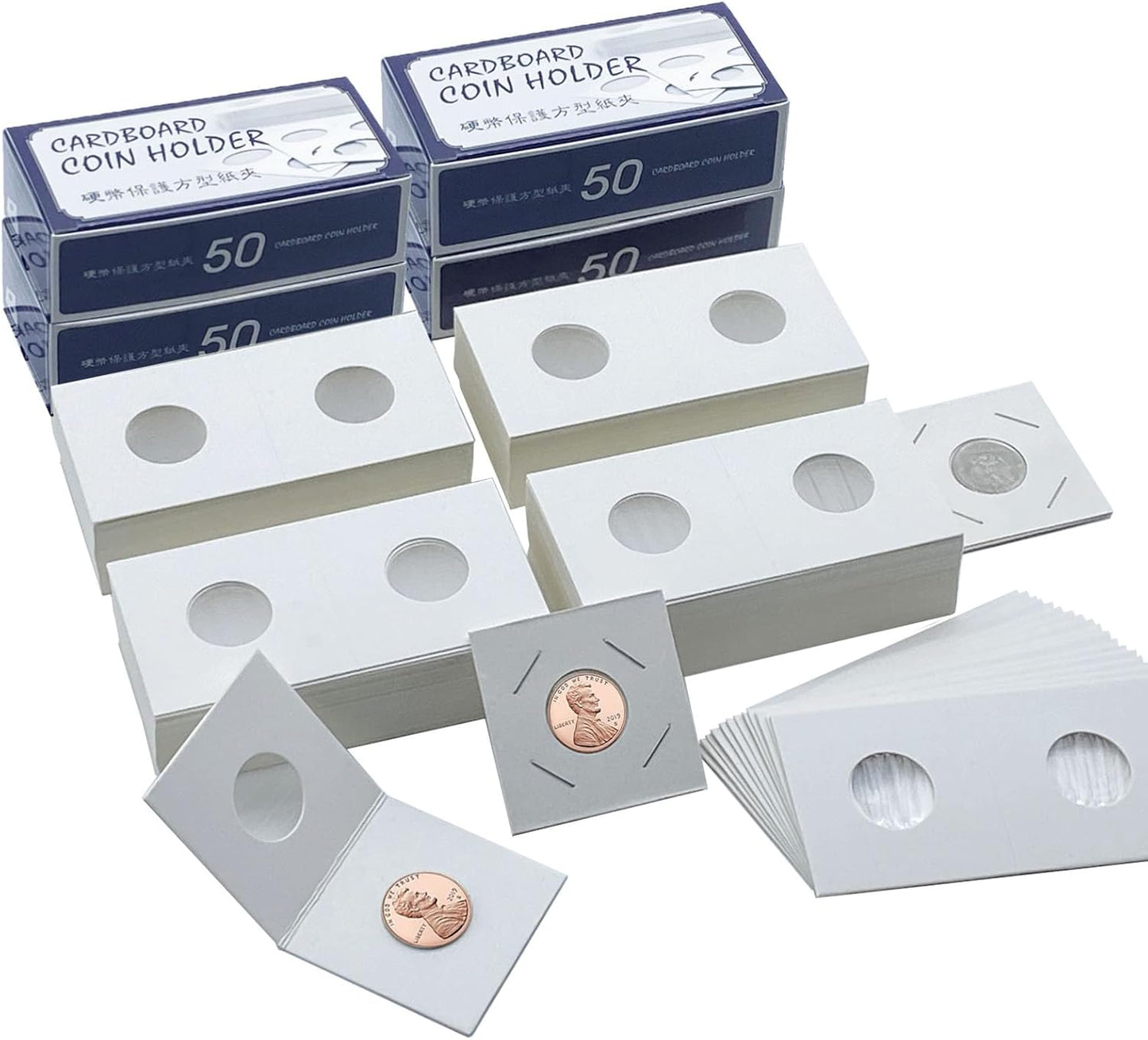 200 PCS Premium Cardboard Coin Flips 2 x 2 inch Coin Collection Supplies for Penny, Mylar Coin Flips Coin Holders for Collectors (Penny Coin Flips)