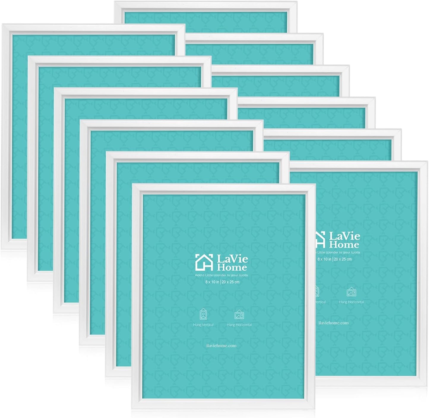 LaVie Home 8x10 Picture Frames (12 Pack, White) Simple Designed Photo Frames for Wall Mount Display, Set of 12 Classic Collection
