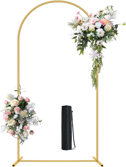 6.6FT Metal Wedding Arch Stand Gold Square Arched Backdrop Frame for Party Ceremony Birthday Bridal Baby Shower Garden Floral Balloon Arch Decoration