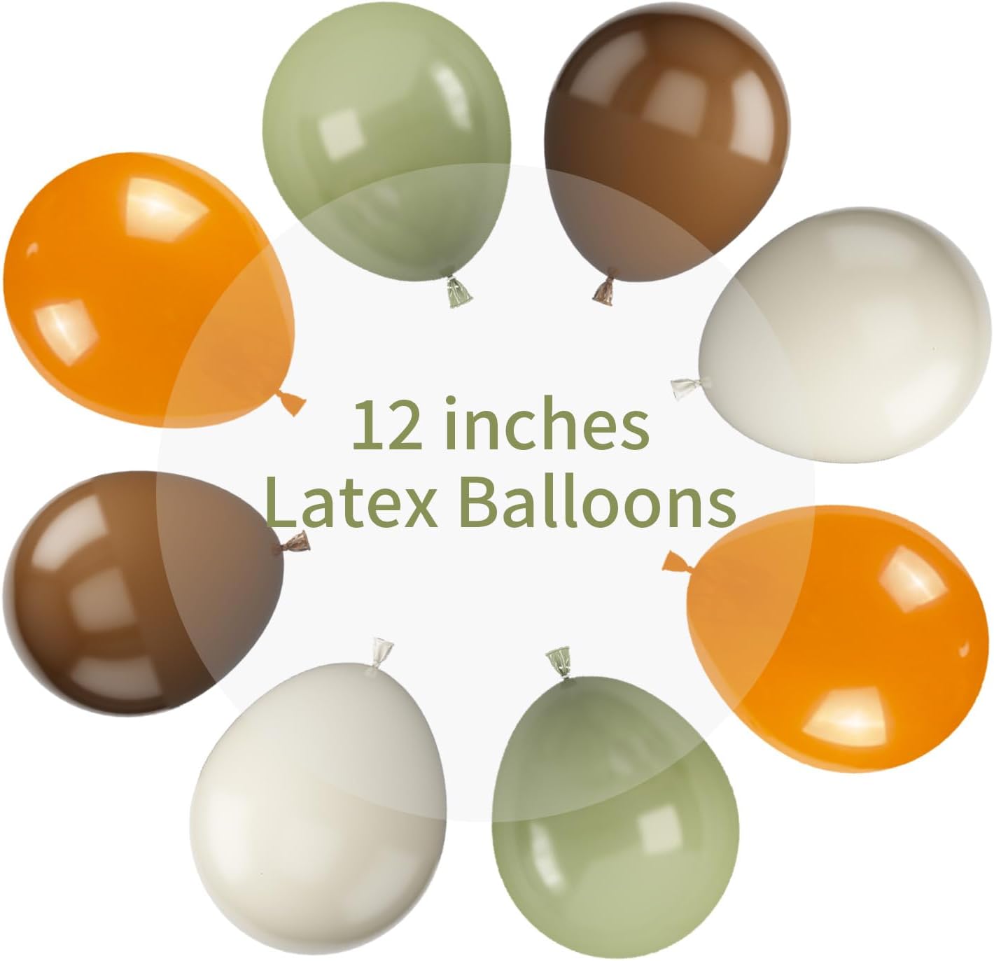 Sage Green and Orange Balloons, 12 Inch Green Brown Orange Balloons Olive Green Brown Beige Jungle Safari Wild Woodland Balloon for Birthday Wedding Baby Shower Party Decorations